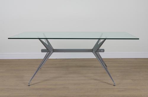 CONRAN DESIGN;  A FASEM ITALIAN METAL AND GLASS TABLE