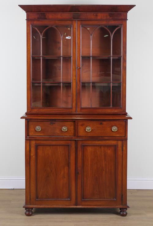 A 19TH CENTURY MAHOGANY BOOKCASE CABINET