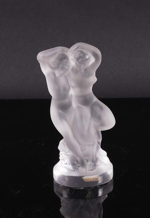 A LALIQUE `LE FAUNE' FROSTED GLASS SCULPTURE