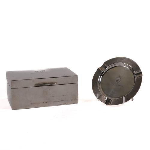 A SILVER CIGARETTE BOX AND A SILVER ASHTRAY (2)