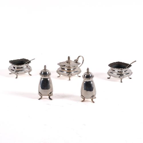 A HONG KONG SILVER CONDIMENT SET (8)