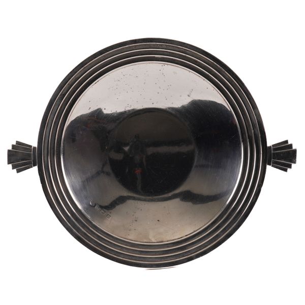 A SILVER TWIN HANDLED DISH