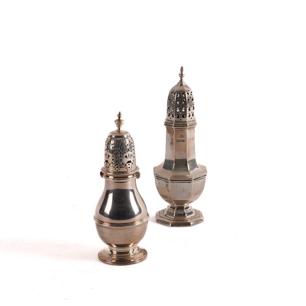 TWO SILVER SUGAR CASTERS (2)