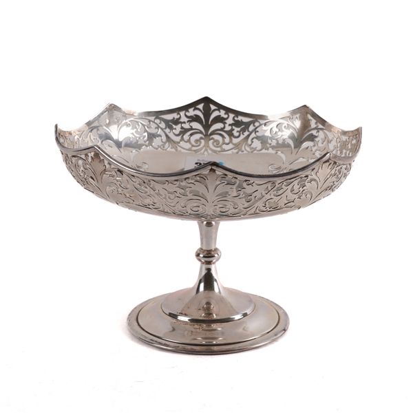 A SILVER PEDESTAL CENTREPIECE BOWL