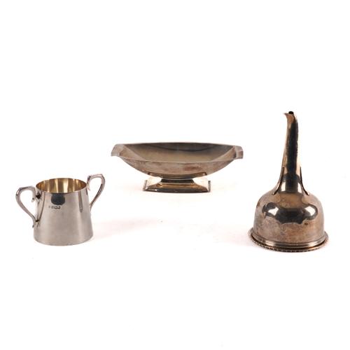 A SILVER WINE FUNNEL AND TWO FURTHER ITEMS (3)