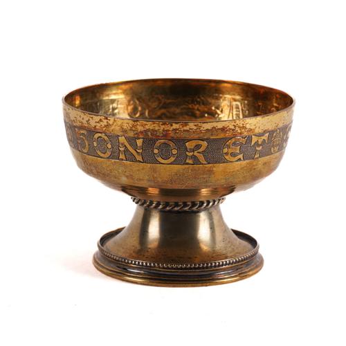 AN ECCLESIASTICAL SILVER GILT BOWL