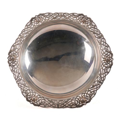 A SILVER PEDESTAL DISH