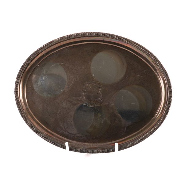 A GEORGE III SILVER OVAL SALVER