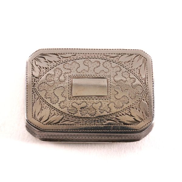 A SILVER CUT CORNERED RECTANGULAR VINAIGRETTE