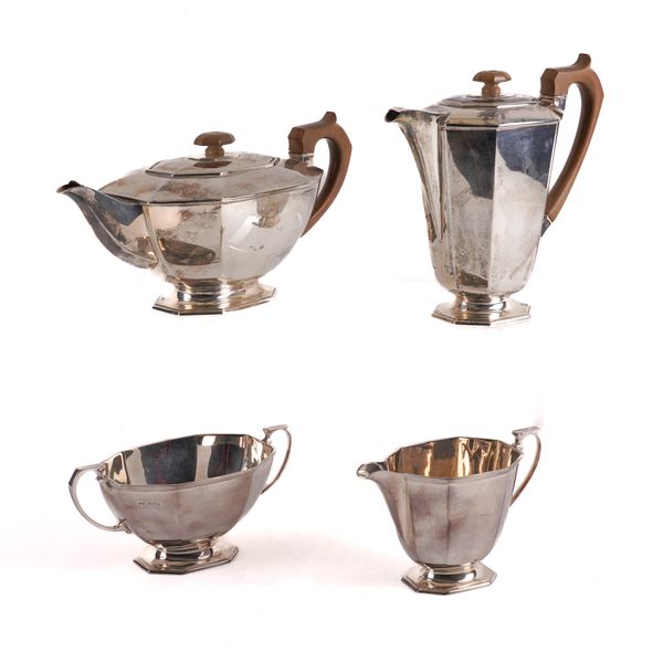 A FOUR PIECE SILVER TEA SET (4)