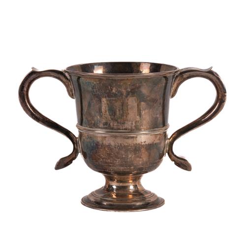 A LATE GEORGE II SILVER TWIN HANDLED CUP