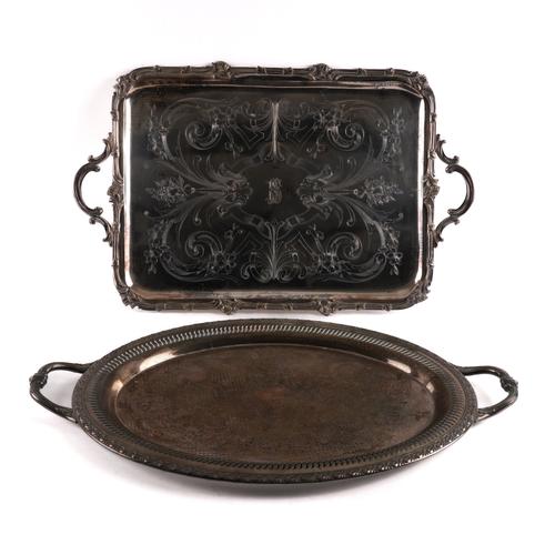 TWO PLATED TWIN HANDLED TRAYS (2)