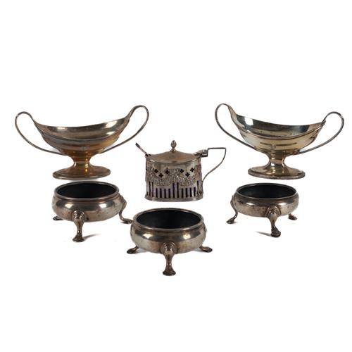 A GROUP OF SILVER CONDIMENTS