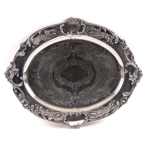 A FRENCH SILVER SHAPED OVAL TRAY