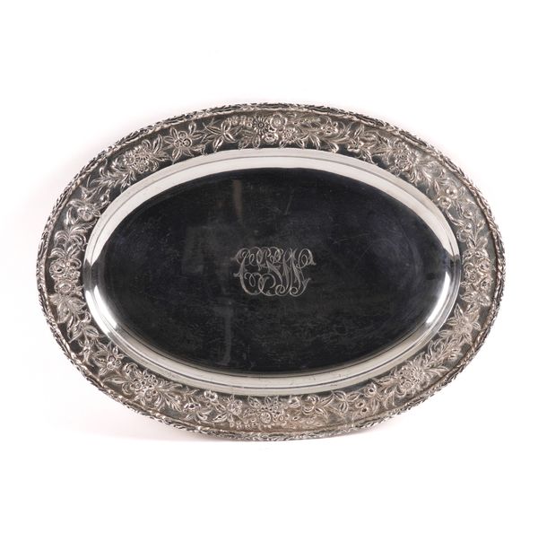 A SILVER OVAL SERVING DISH