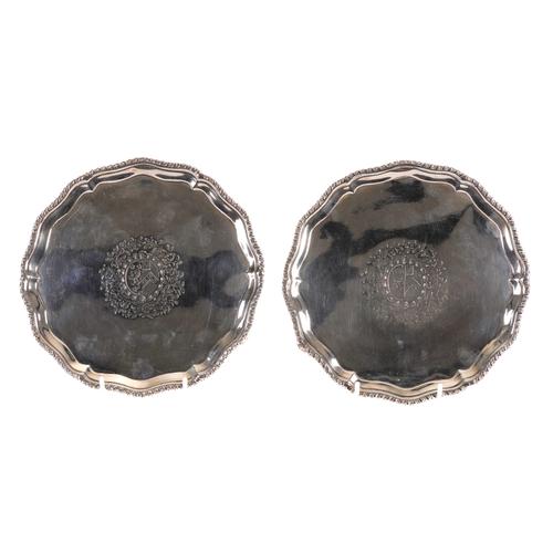 A PAIR OF GEORGE III SILVER SALVERS (2)
