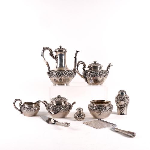 AN AMERICAN COMPOSITE SILVER TEA AND COFFEE SET (10)