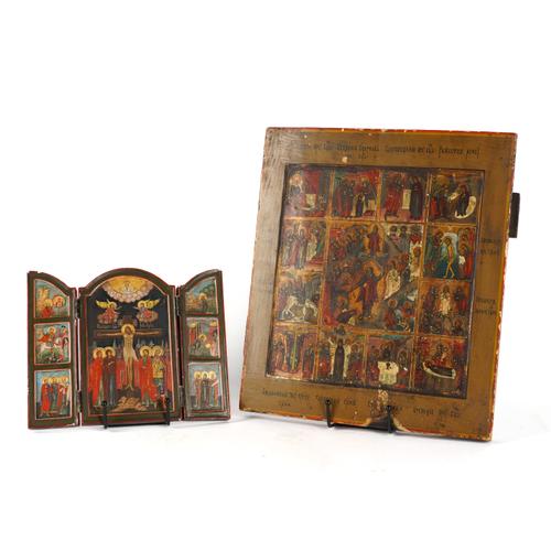 A RUSSIAN ICON OF THE RESURRECTION SURROUNED BY THE TWELVE FEASTS (2)