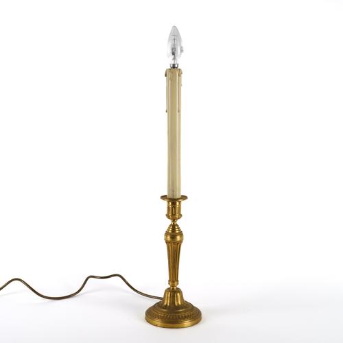 A LOUIS XVI STYLE GILT-BRONZE CANDLESTICK TABLE LAMP