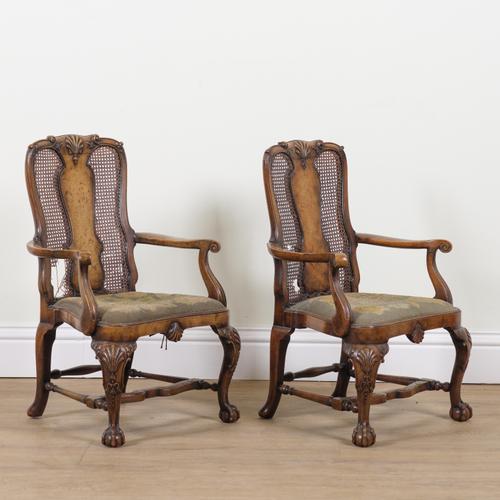 A PAIR OF WALNUT CHILD'S CHAIRS (2)