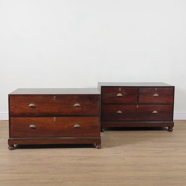 A PAIR OF EARLY 20TH CENTURY INDIAN ROSEWOOD LOW CHESTS (2)