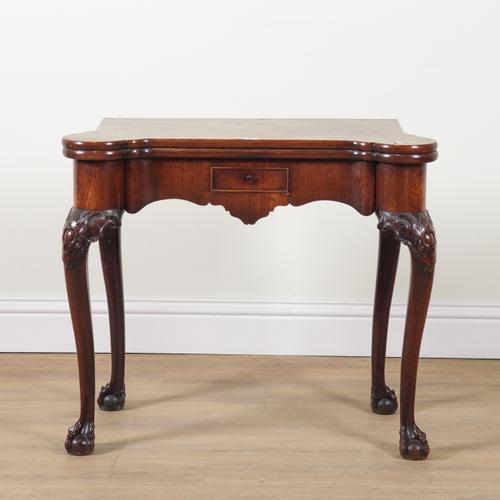 A LATE GEORGE II MAHOGANY FOLDOVER CARD TABLE