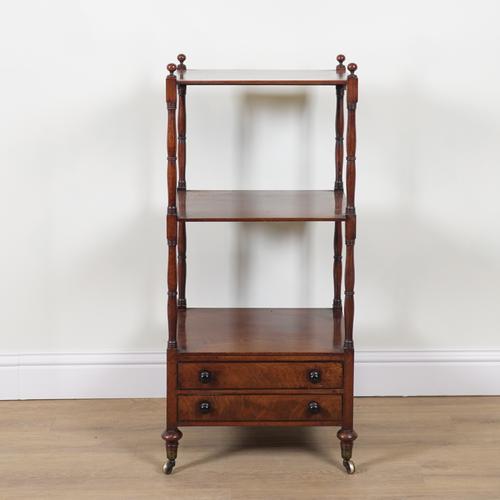 AN EARLY VICTORIAN MAHOGANY THREE TIER WHAT-NOT