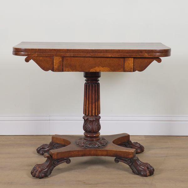 A REGENCY POLLARD OAK FOLDOVER CARD TABLE