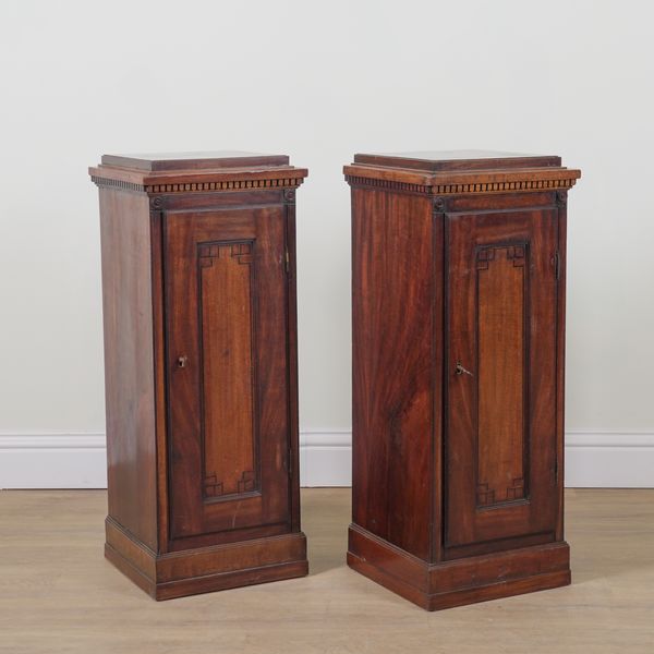 A PAIR OF MAHOGANY SQUARE PEDESTALS (2)