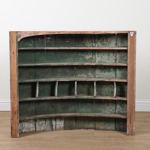 A SET OF 19TH CENTURY PINE CONCAVE SHELVES