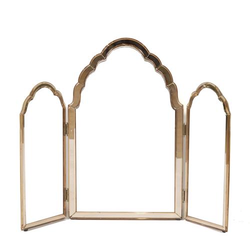 AN ART DECO COLOURED GLASS TRIPTYCH DRESSING TABLE MIRROR