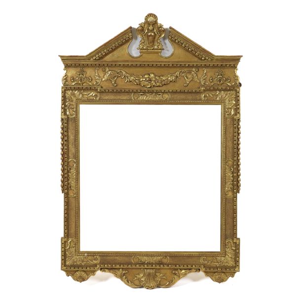 A GEORGE II STYLE GILT FRAMED WALL MIRROR
