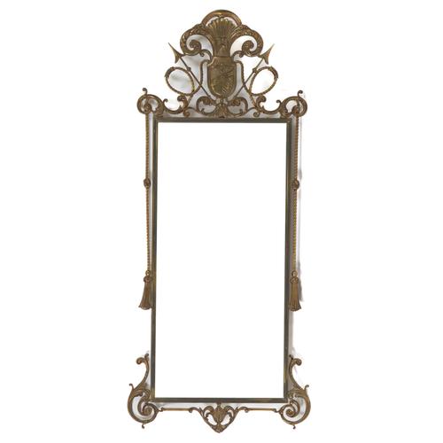 AN EARLY 20TH CENTURY BRASS FRAMED PIER MIRROR