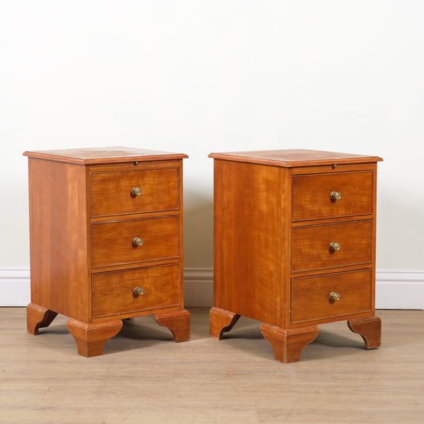 A PAIR OF OF FRUITWOOD BEDSIDE CHESTS (2)