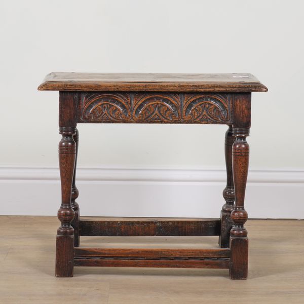 A 17TH CENTURY STYLE OAK JOINT STOOL