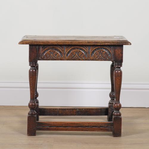A 17TH CENTURY STYLE OAK JOINT STOOL