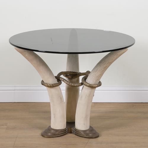 PROBABLY ITALO VALENTI; A CIRCULAR SMOKED GLASS CENTRE TABLE