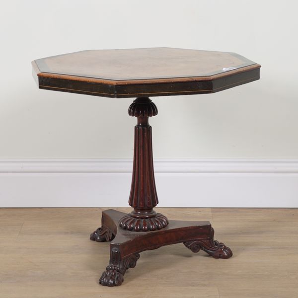 A REGENCY BURR WALNUT OCTAGONAL OCCASIONAL TABLE