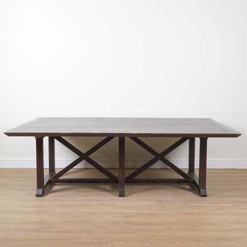 PHILLIPPE HUREL; AN EBONISED HARDWOOD RECTANGULAR DATCHA MODEL TABLE (2)