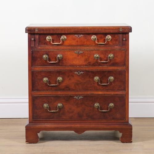 A GEORGE I STYLE FIGURED WALNUT BACHELOR'S CHEST
