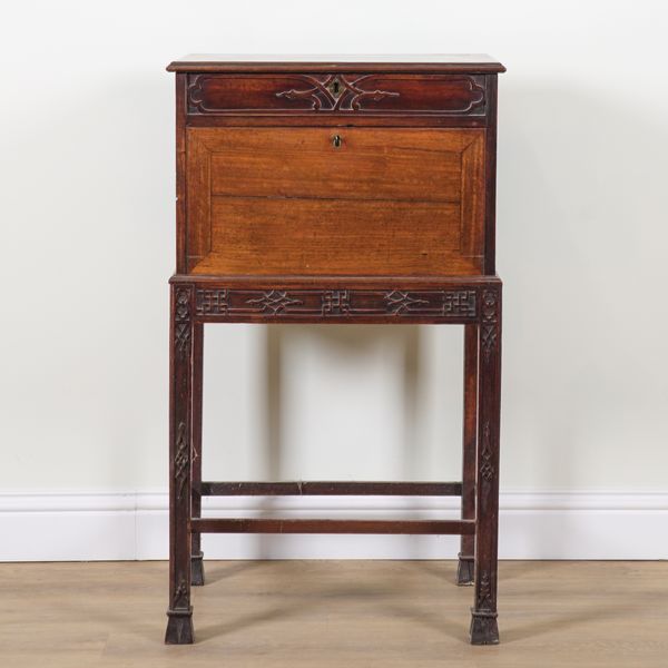 AN 18TH CENTURY AND LATER MAHOGANY WRITING SIDE CABINET