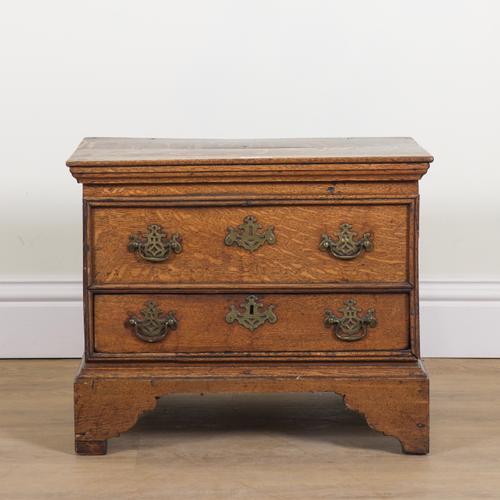 AN 18TH CENTURY OAK MINIATURE MULE CHEST