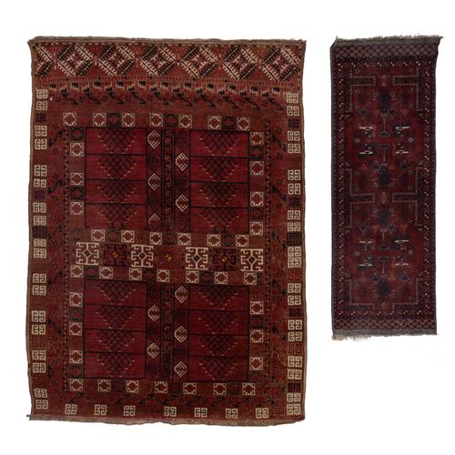 AN AFGHAN HACHLI ENSI RUG & AN AFGHAN BELUCHE RUG (2)