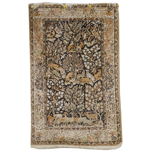 A GHOM SILK RUG, PERSIAN