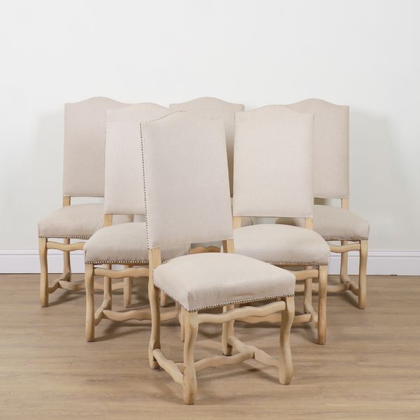 A SET OF SIX UPHOLSTERED CONTINENTAL DINING CHAIRS (6)