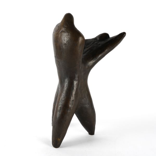 A SEMI-ABSTRACT BRONZE FIGURE GROUP OF TWO DANCERS