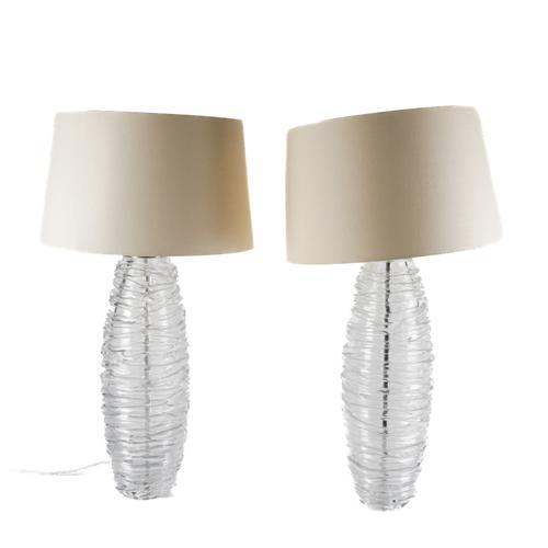 A PAIR OF GLASS  ‘ASCONA’ VASE TABLE LAMPS (2)