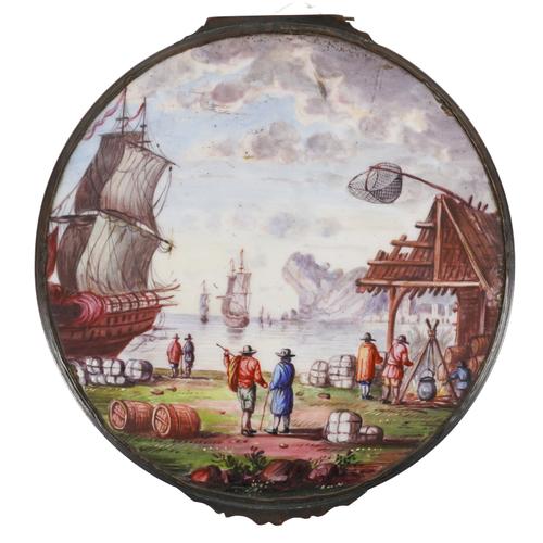 AN ENGLISH ENAMEL TRINKET BOX