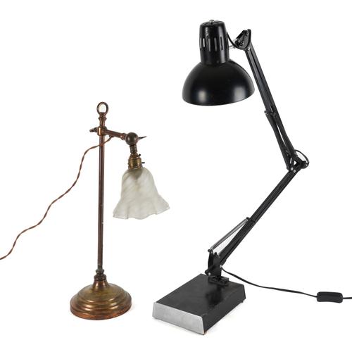 A BLACK LACQUERED ANGLE-POISE TABLE LAMP (2)