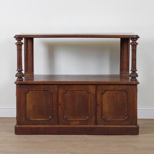 A VICTORIAN OAK TWO TIER BUFFET